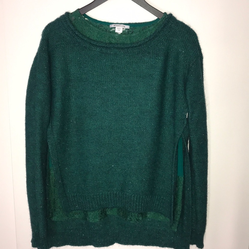 MARELLA Emerald Green Fuzzy Crewneck Sweater - Picture 6 of 12